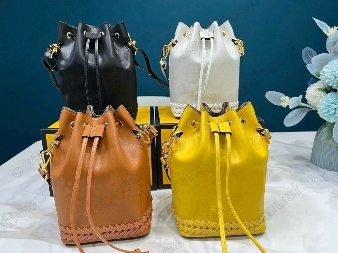 

ROMA MON TRESOR Perforated Bucket Bag Womens Multicolor Handbags Buckets BB Yellow Black Bags Knitting Designer Luxurys Purses Leather Embroider Shoulder Bag, No bag