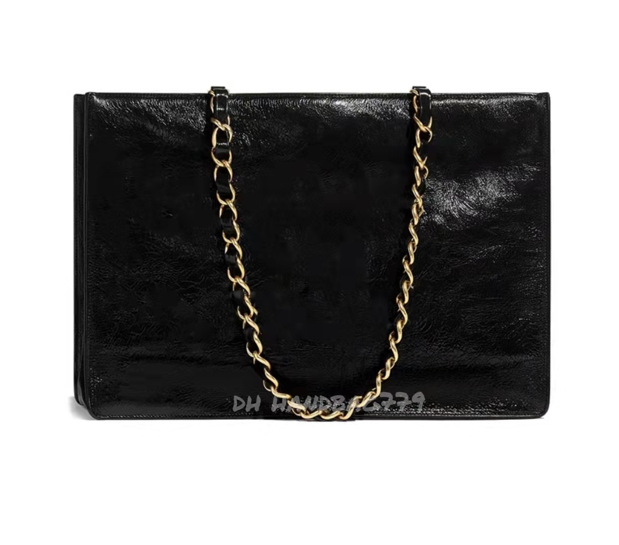 

5A designer pure black Shiny leather Cross Body Tote shopping bags Lady shoulder bag MM handbag Mommy gold metal chain, Customize