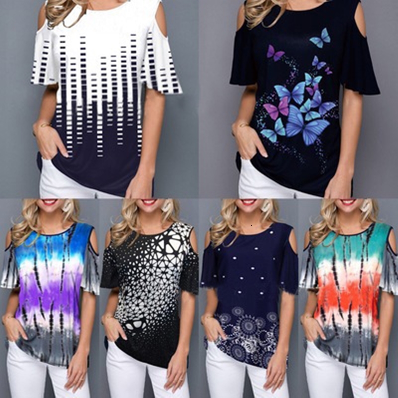 

2021 New -5xl Vero t Shirt Mulheres Sexy Off Ombro Topos De Impresso Ocasional O-pescoo Tshirts Soltas Das Senhoras Da Moda Tops Plus Size, B1