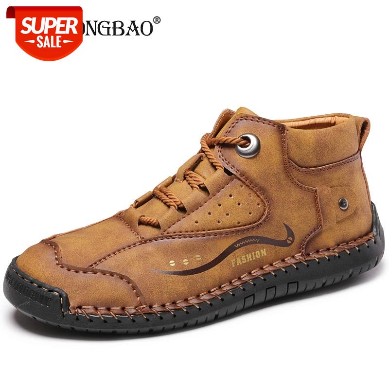 

New Spring Men Casual Shoes Men's Boots High Quality Split Leather Ankle Boots Warm Plush Lace-Up Winter Shoes Big size 38~46 #j42b
