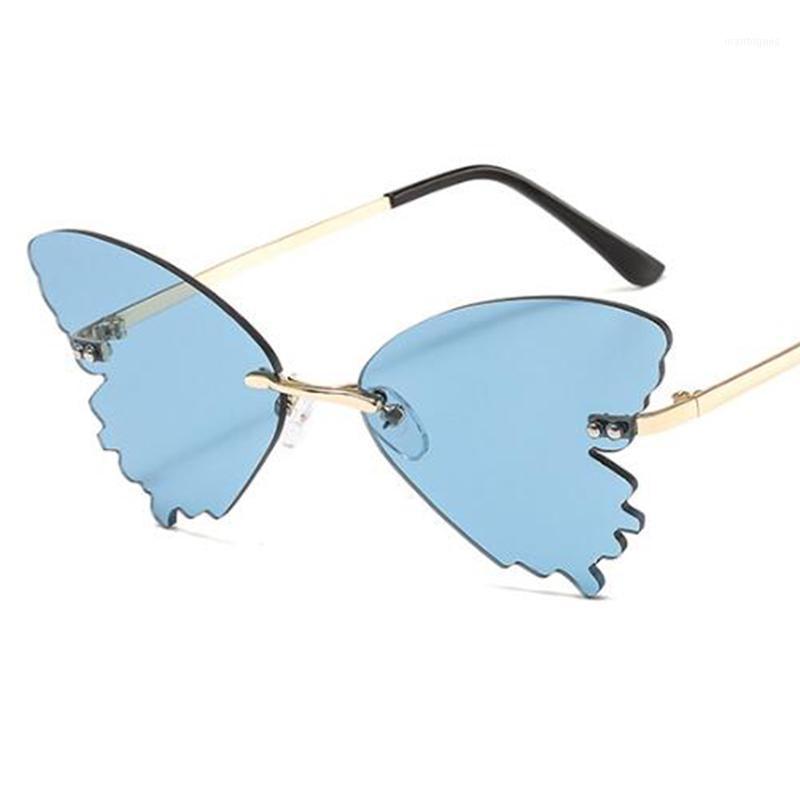 

Sunglasses Fashion Rimless Red Shades Summer Trending Blue Sun Glasses UV Protection Butterfly Hippie Unique Eyewear1