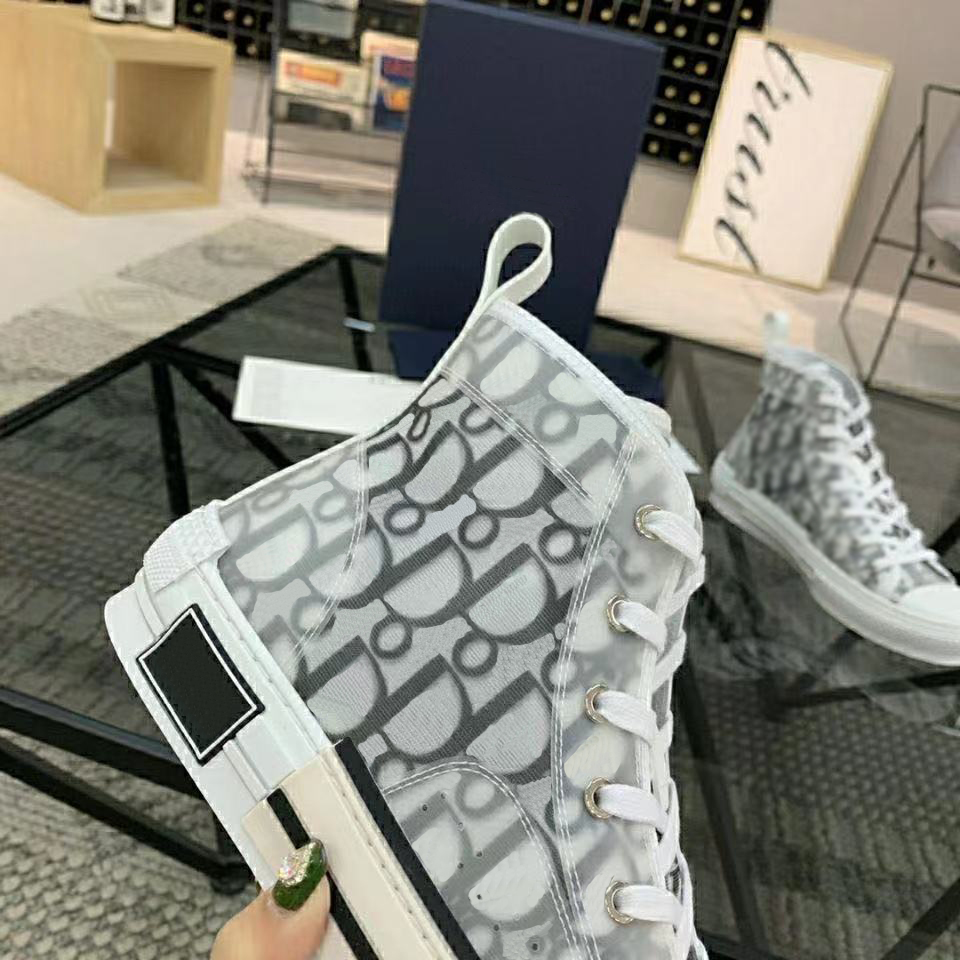 

2021 Designer Print Canvas Man Women Casual shoes Fashion B23 High-top Low-top Oblique Leather Lace Up White Mens Sneaker Womens