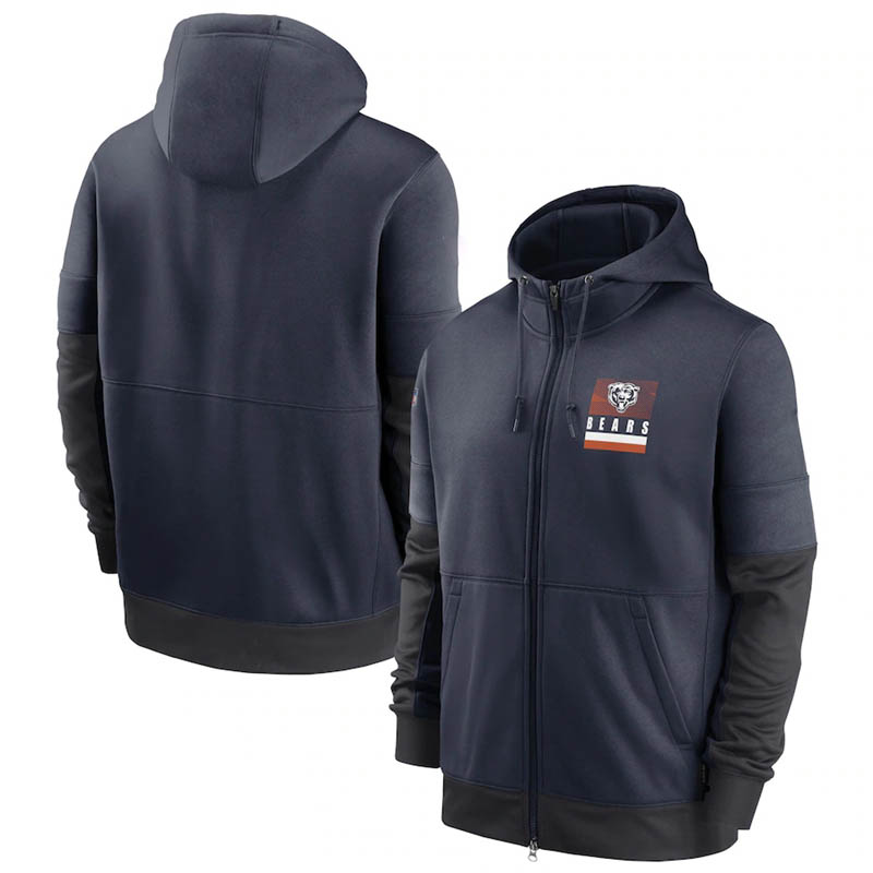 

ChicagoBearsMEN Navy Sideline Impact Lockup Performance Full-Zip Hoodie