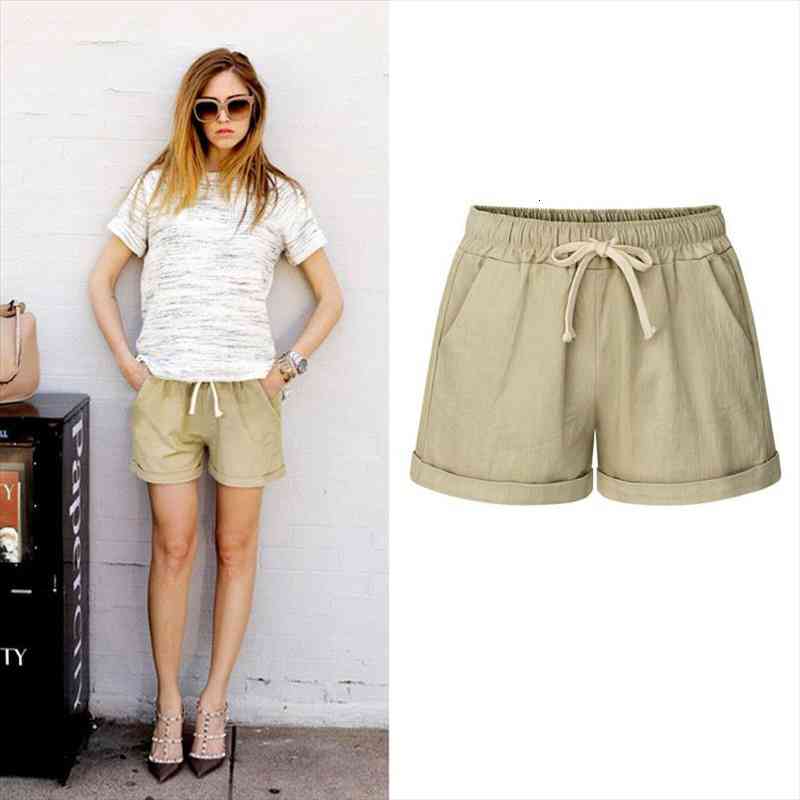 

Summer Womens High Waist Loose Wide Leg Shorts Thin Shorts Large Size 6xl Haren Female Cotton Short Pants, White;black