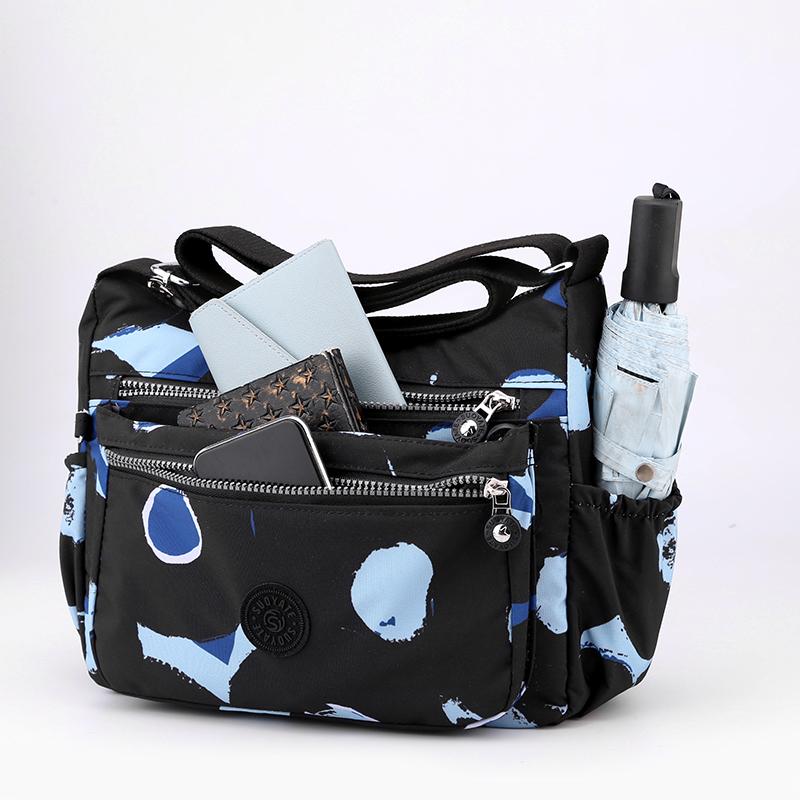 

Evening Bags Simple Big Colorful Printing Nylon Shoulder Bag Women Lightweight Large Capacity Zipper Handbag Wild Practical Casual Female