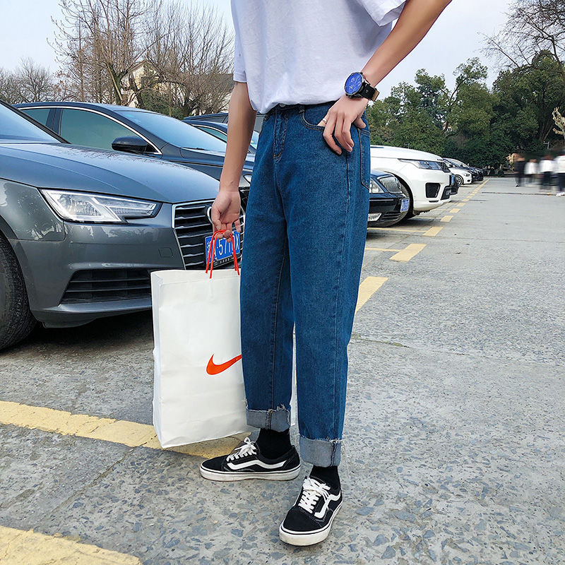 

2021 New Men's Stretch Slim Fit Ny Jeans Fashion Trend Straight Casual Pants Biker Denim Blue Color Trousers Plus Size S-2xl L4mv