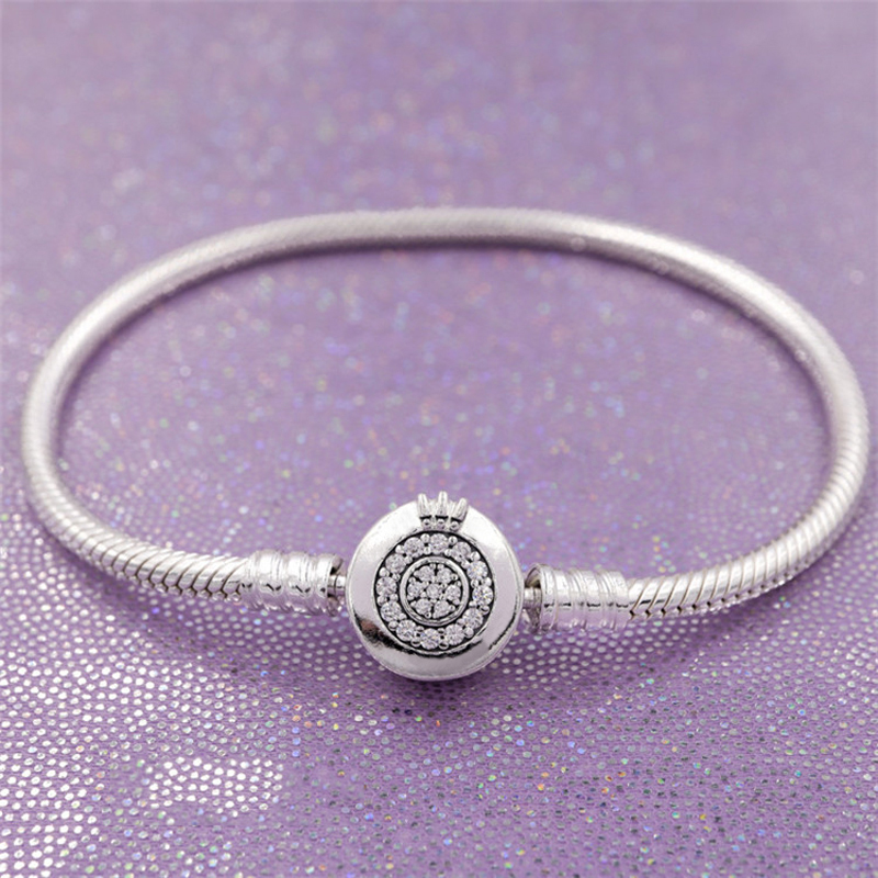 

Womens Charm Bracelets 925 Sterling Silver Pandora Style CZ Zircon Crown Designer Jewelry Ladies Gift Top Quality With Original Box
