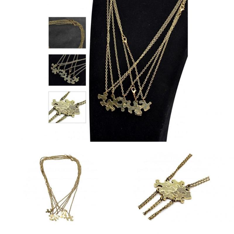 

Pendant Necklaces Alloy 5Pcs Unique Puzzle Shaped Friendship Words Golden Choker Letter Print For Birthday