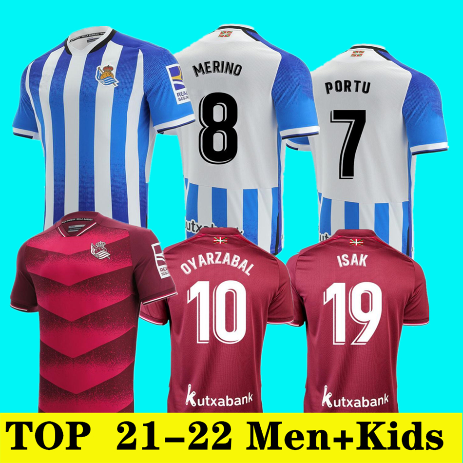 

Real Sociedad 21/22 Soccer Jerseys DAVID SILVA OYARZABAL camiseta de futbol Copa del Rey jersey Hombres Niños 2021 2022 men kids kit football Shirts