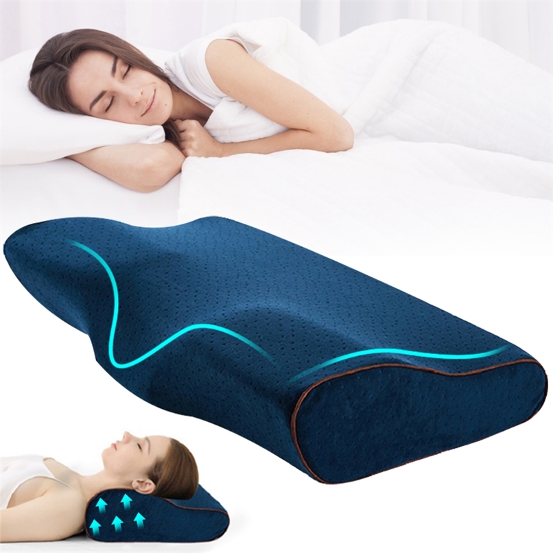 

Orthopedic Pillow Memory Foam Bedding Sleeping Pillow Neck Protection Slow Rebound Relax Cervical Pillows For Neck Pain 211111