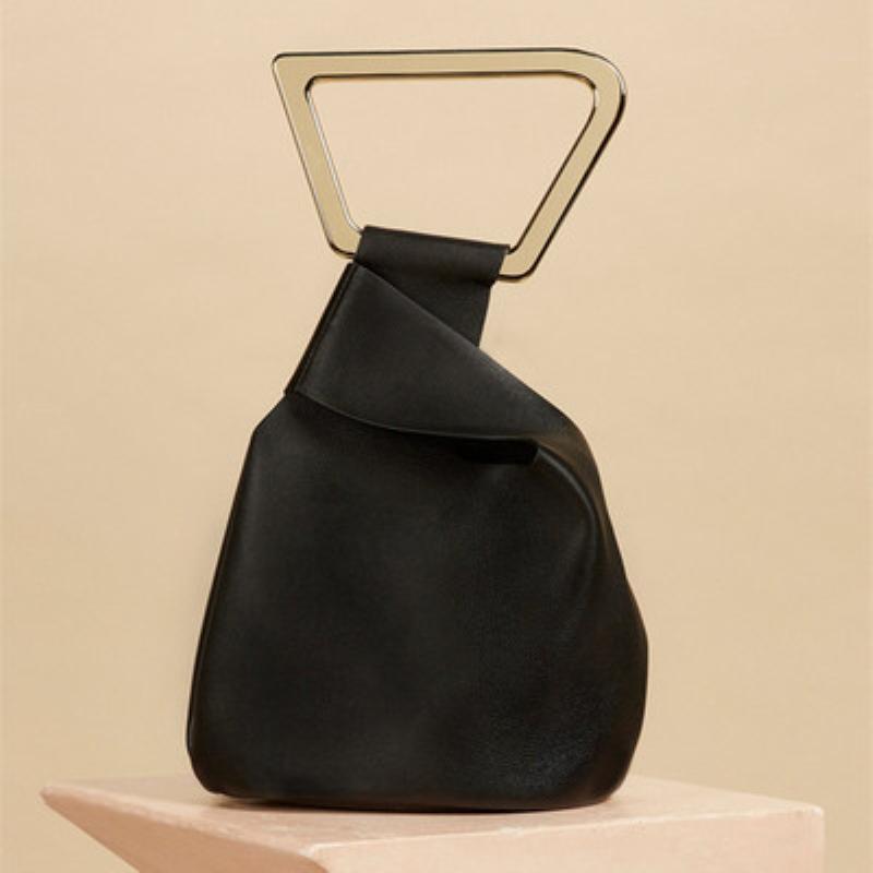 

Evening Bags Personalized Acrylic Handle Bucket Bag Women's Handbags High Quality Leather Solid Summer Irregular Purses, Beige