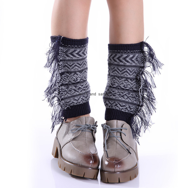 

Short Side Tassel Anklet Leg Warmers Knit Braid Boot Cuffs Toppers Leggings shoes Loose Socks Women Girl Autumn Winter Warm Stockings Clothign Will and Sandy, As show