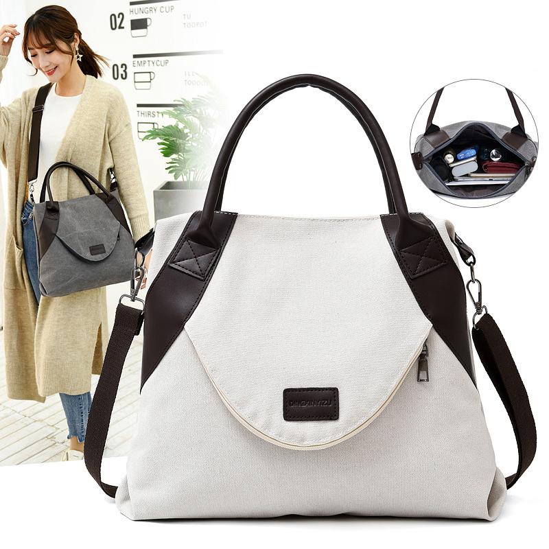 

2021 Brand Large Pocket Casual Tote Women's Handbags Shoulder Handbags Canvas Capacity Bags For Women Messenger Bags Women Bag, Watermelon red