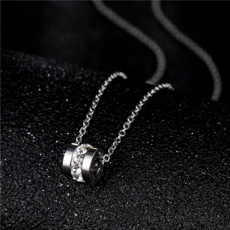 

Pendant Necklaces Harajuku Stainless Steel Diamante Necklace Women Simple Elegant Geometric Chains Clavicle Party Jewelry Gift, Silver