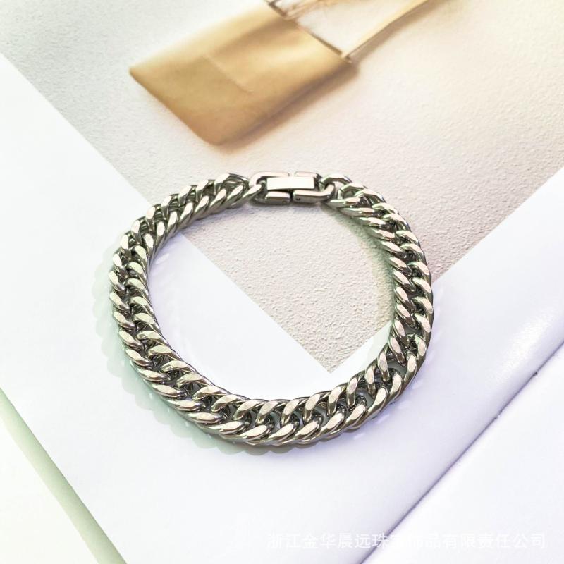 

Chains Korean Version Of Simple Titanium Steel Full Diamond Bracelet, Silver
