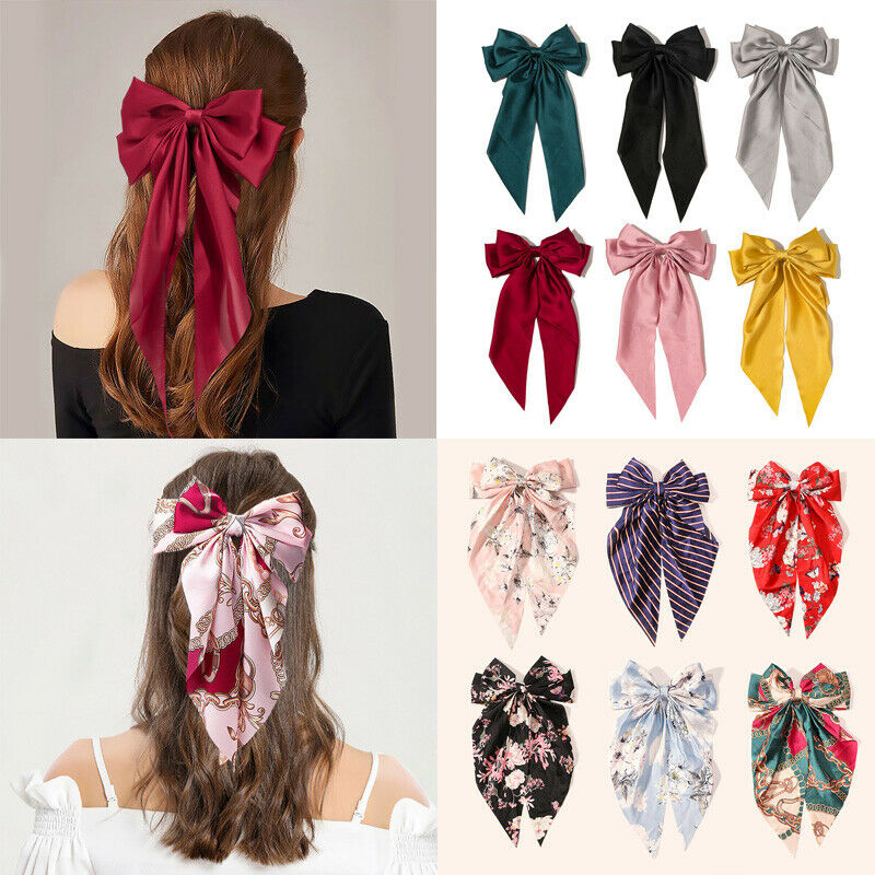 

Vintage Large Bow Hair Clip Women Ribbon Hairpins Barrette Accessories Ponytail