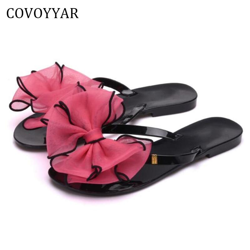 

Slippers 2021 Lovely Bowtie Flats Sandals Women Flip Flops Summer Beach Big Flower Shoes Casual Comfortable Slip On WSS155, Black