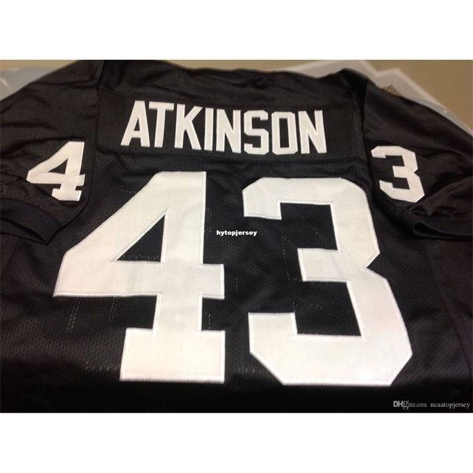 

ATKINSON GEORGE Cheap Retro #43 CUSTOM MITCHELL & NESS Jersey Stitching men's Football Jerseys College NCAA, Black