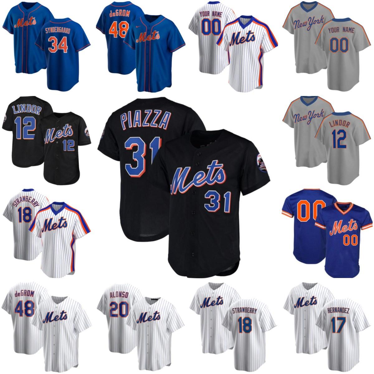 

12 Francisco Lindor New 20 Pete Alonso 48 Jacob deGrom York Mike Piazza Mets Noah Syndergaard Darryl Strawberry Baseball Jerseys McNeil, Men(da du hui)