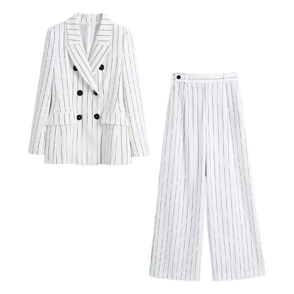 

Women 2 piece set Striped suit Blazer and Trousers Elegant High Fashion Chic Office Lady Woman blazer Outfits 210709