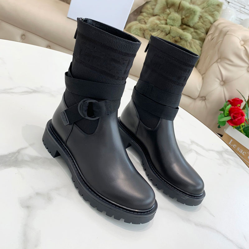 

2021 designer women's Knight boots luxury medium boots canvas fashion popular letter pattern winter elastic cloth snow boots, 10