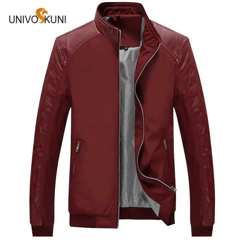 

UNIVOS KUNI Spring New Fashion Youth Jacket Men Thin Section Korean Slim PU Leather Casual Men's Jacket Large Size Q5129 X0621, Black