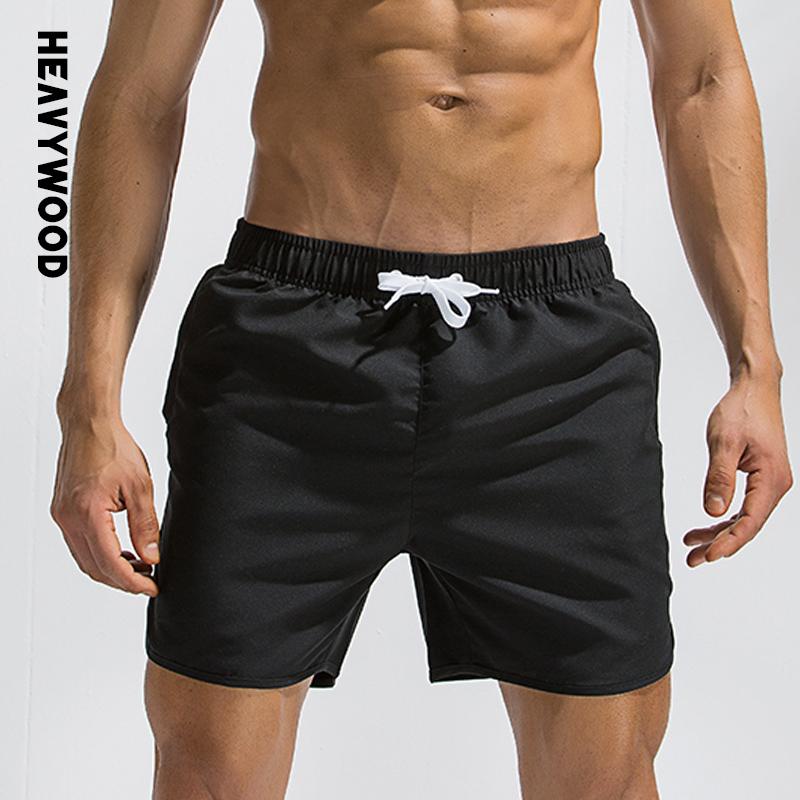 

Men's Shorts Heavywood Summer Casual Sports Quick Drying Swimming Trunks Drawstring Pockets Zipper Beach Running Jogging Pants, Black