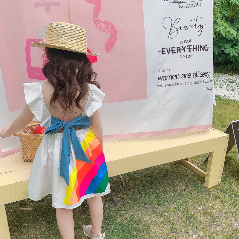 

2021 New Children Clothes Raiow Ruffles Princess Cute Girls Summer h Vsar, Beige
