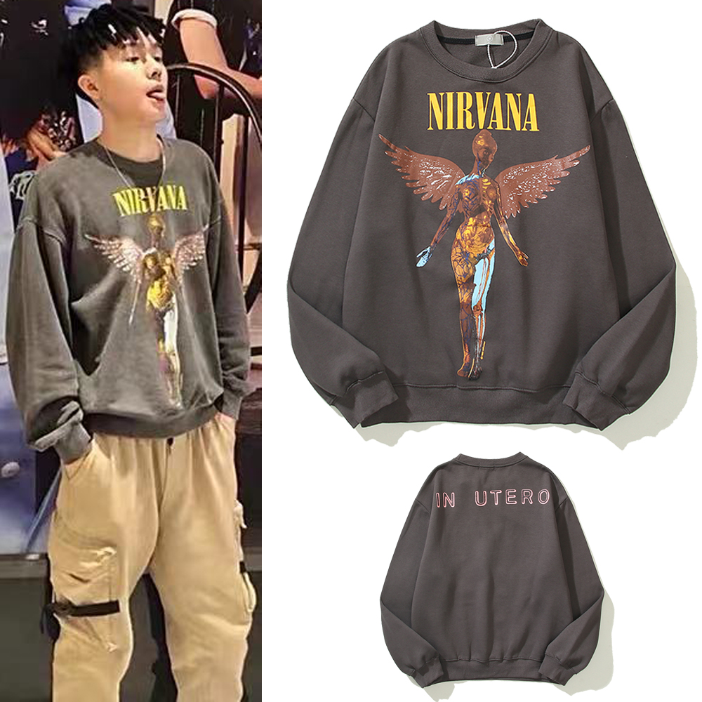 

Brand NIRVANA Hoodies mens angel hoodie rock band heavily washed and old men women High street Sweatshirts couple loose retro casual streetwear sweater, I need look other product