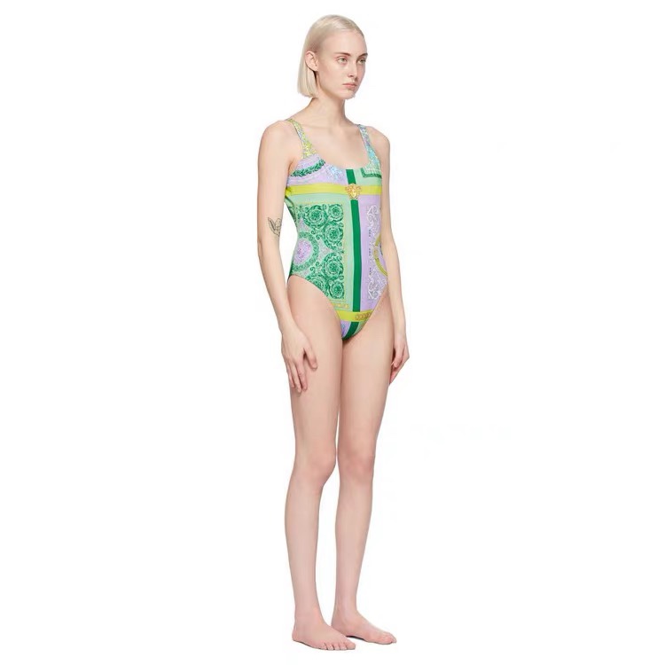 

One-piece swimsuit women's print swimsuit women's backless one-piece U-neck swimsuit beach wear for summer 2021