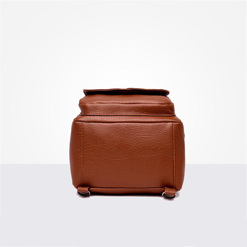 

Outdoor Bags Korean Fashion Pu Soft Leather Wild Simple College Style Casual Travel Backpack, Brown