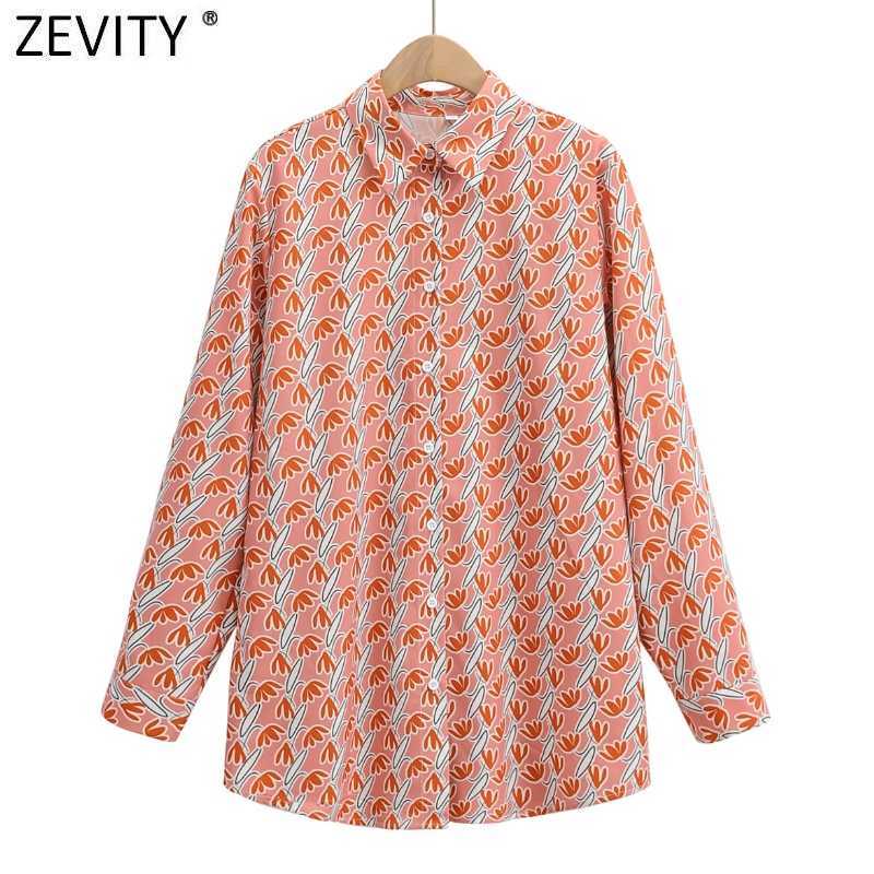 

Zevity Women Vintage Turn Down Collar Floral Print Shirts Office Ladies Long Sleeve Business Blouse Chic Female Tops LS9170 210603, As pic ls9170ff