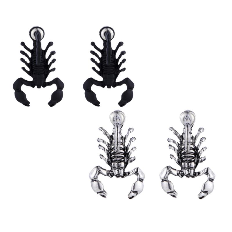 Stud 2Pairs Scorpion Shaped Ear-studs Exaggerated Chic Earrings Creative Ear Decors-image-710085955