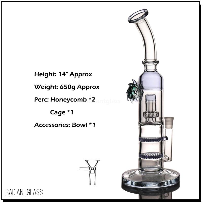 

Angel Eyes Bong Purple Glass Bongs Hookahs Double Honeycomb Perc Water Pipes 13.7 Inches Smoking Pipe