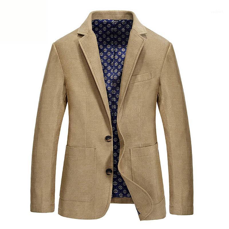 

Men's Jackets Autumn Jacket Men Casual Blazer Masculino Slim Fit Turn-down Collar Two Buttons Coat M-XXXL Spring Mens, Khaki