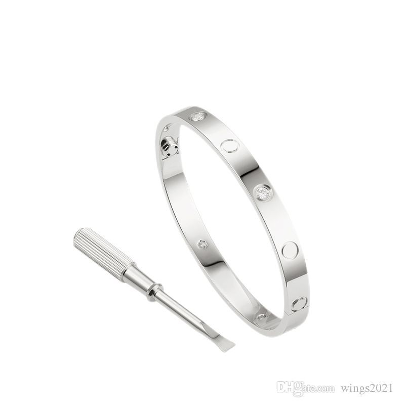 

Love Screw Bracelet 2021 Designer Bracelets Luxury Jewelry Women Bangle 4 Diamond Classic Titanium Steel Alloy Gold-Plated Craft Never Fade, Black