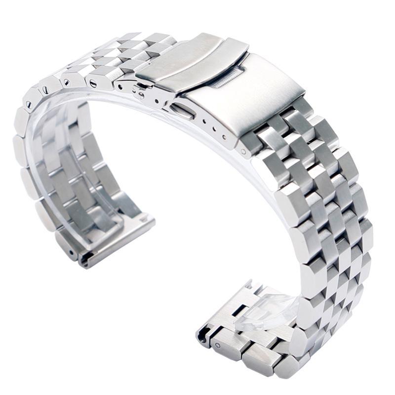 

Watch Bands 20mm 22mm High Quality 316L Solid Stainless Steel Bracelet Strap Watchbands Black/Silver Band + 2 Spring Bars