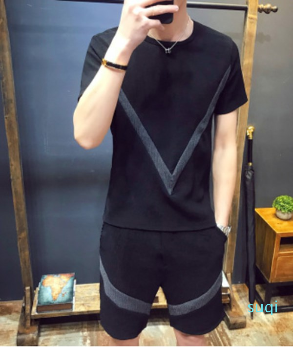 

2021 T Shirts And Shorts Set Mens Summer Track Suit Leisure 2 Piece Outfit For Men Casual Male Tracksuit Jogger Set, Gray