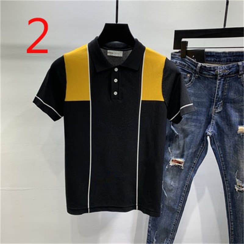 

2021 New Men's Ny Korean Ice Silk Knitted Half-sleeved Breathable T-shirt Crew Neck Embroidery Short Sleeve 4ro9