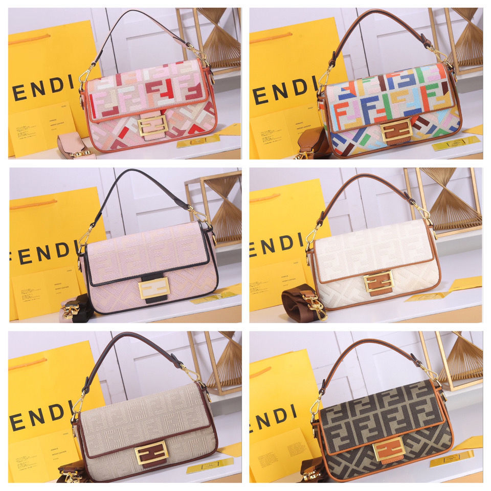 

Designer Handbags f Family Canvas Baguette Classic Unique Ff Embroidery Single Shoulder Messenger Handbag