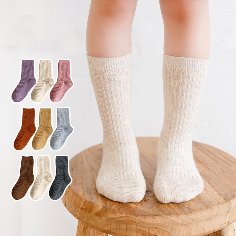 

Socks EuerDoDo 3 Pairs/lot Children's For Girls Boys Cotton Breathable Baby Solid Color Winter Kids Toddler Clothes, Coffee group