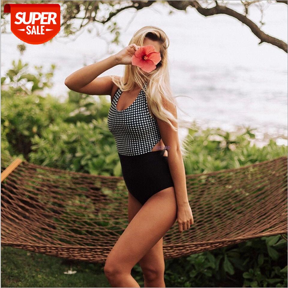 

2019 New Arrival Summer Sexy Women One-Piece Floral Printed Striped Swimsuit Swimwear Push-up Monokini Bikini Bathing Beachwear #2b0R, White;black