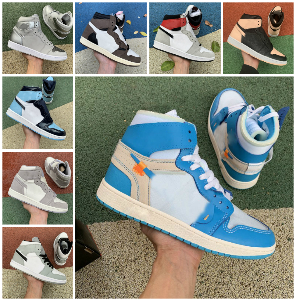 

2021 High 1 OG X Travis Scotts Mens Basketball Shoes Turbo Green Origin Story Gs Nuc Red NRG Union Women Retroes 1s Unc White Blue sneakers, A-j012