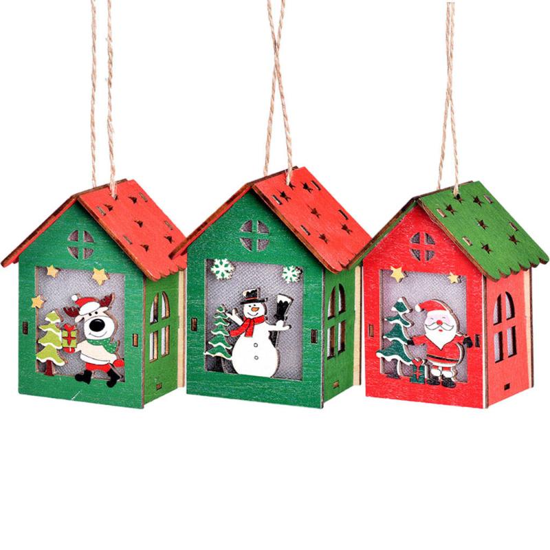 

Christmas Decorations Wooden House Xmas Tree Ornaments Crafts For Home Year Party