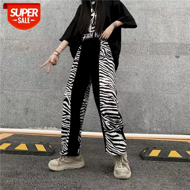 

zebra print high waist pants women Harem sweatpants womans wide leg straight plus size casual streetwear trousers Ankle-Length #cB6I, Black;white