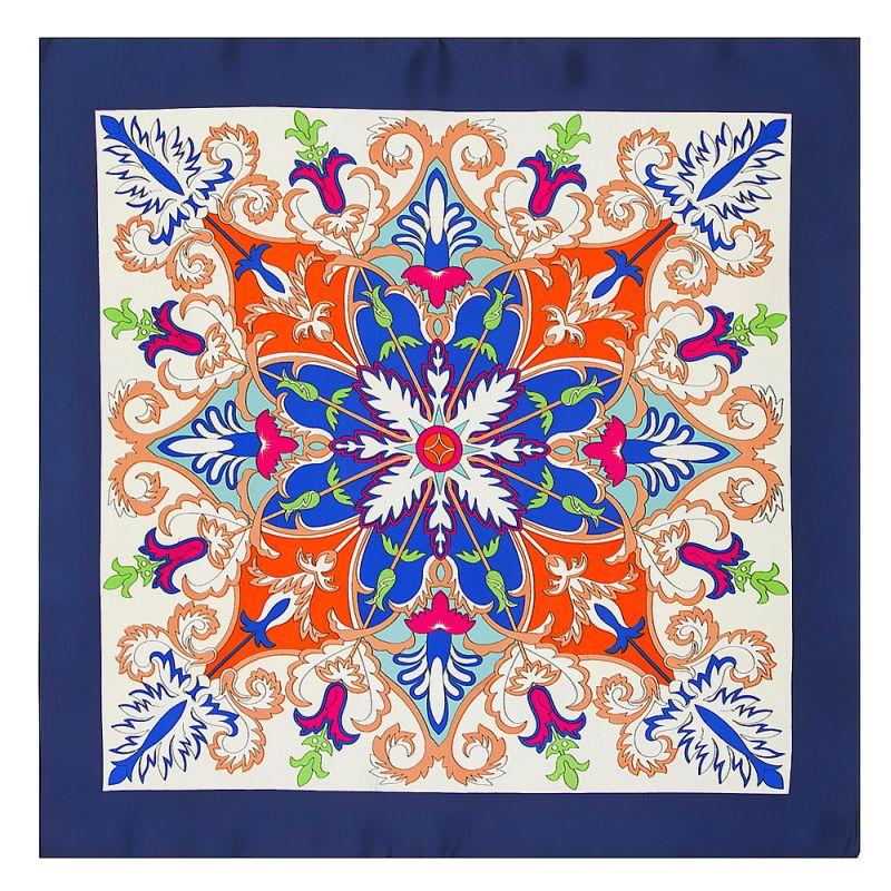 

Scarves [POBING] 60cmX60cm Women 2021 Plain Silk Scarf Square Retro Floral Design Bandana Office Lady Foulard Accessory