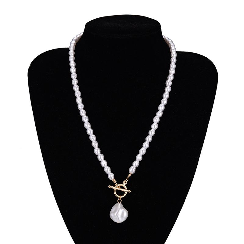 

Chains Boho Baroque Pearl Water Drop Pendant Choker Necklace Women Punk Beaded Chain Ot Buckle Irregular Charm Jewelry Accessories