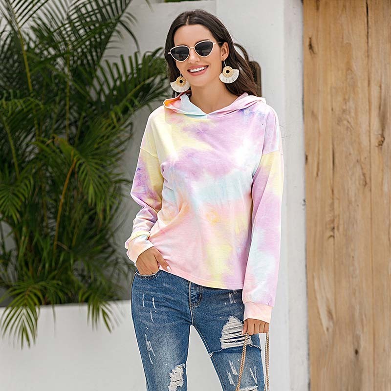 

2021 New Spring Tie-dye Hoodies Women Clothes Harajuku Sweatshirts Ladies Long Sleeve Fashion Casual Hooded Tops Pullover Sweatshirt Bp5g, Yellow purple