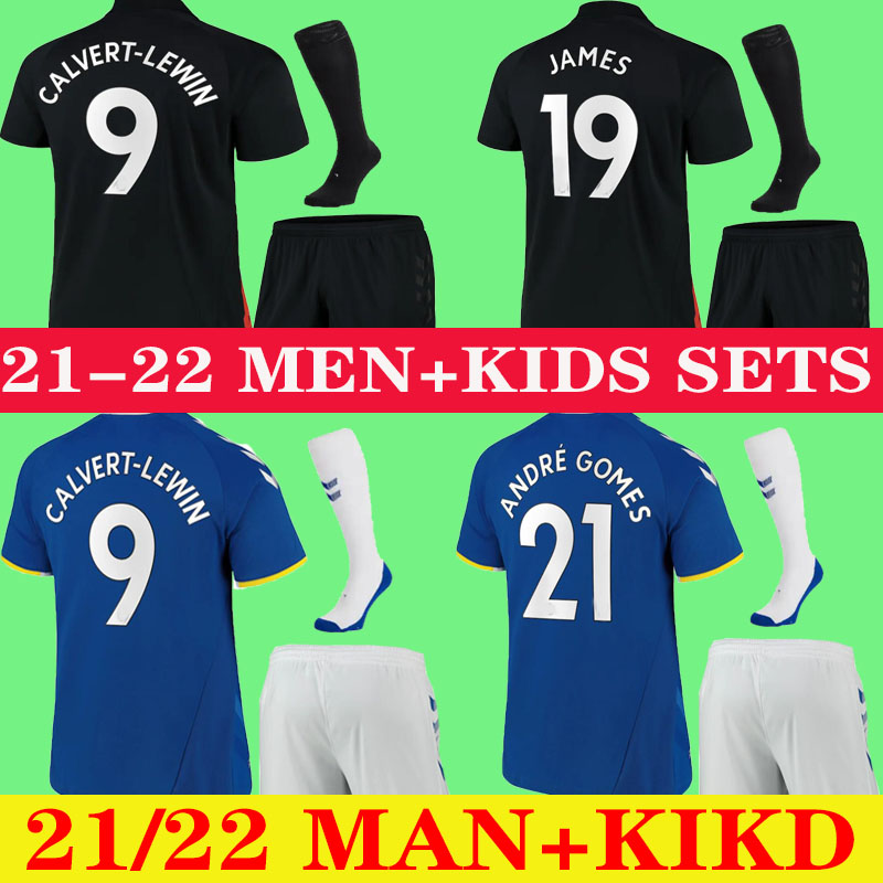 

Adult suit Everton soccer jerseys 21-22 JAMES SIGURDSSON football shirt 2021 ANDRe GOMES KEANE BERNARD WALCOTT TOSUN men kids kit, Black;yellow