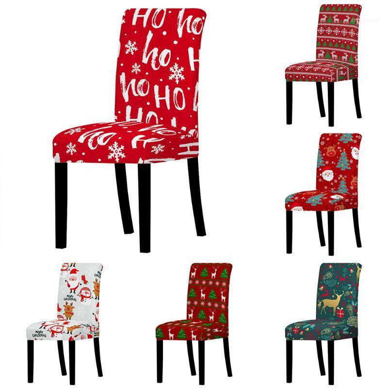 

Chair Covers Merry Christmas Elastic Dining Room Seat Santa Claus Cover Stretch Slipcovers For Kitchen Banquet Party Decor